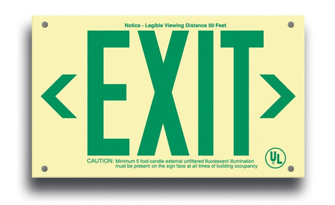 UL924-Listed unframed EXIT Sign: Green Text on P/L Rigid (UL924/RG)