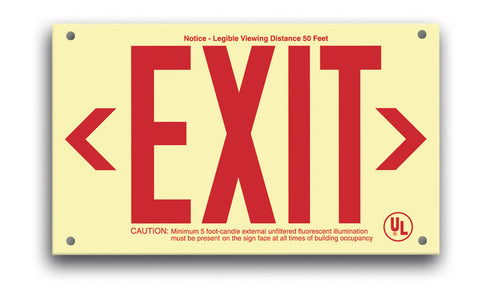 UL924-Listed unframed EXIT Sign: Red Text on P/L Rigid (UL924/RR)